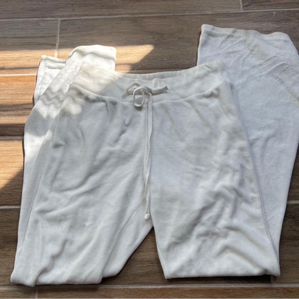 White soft flared fuzzy pants